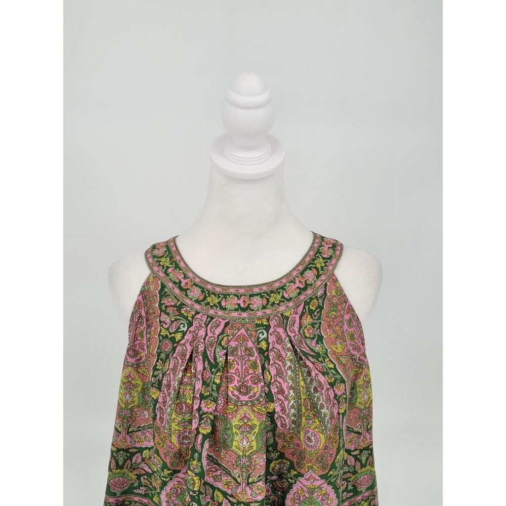 Chelsea & Theodore Tan Paisley Sleeveless Tank Top Sz M Boho Chic Retro Indie - Picture 3 of 9